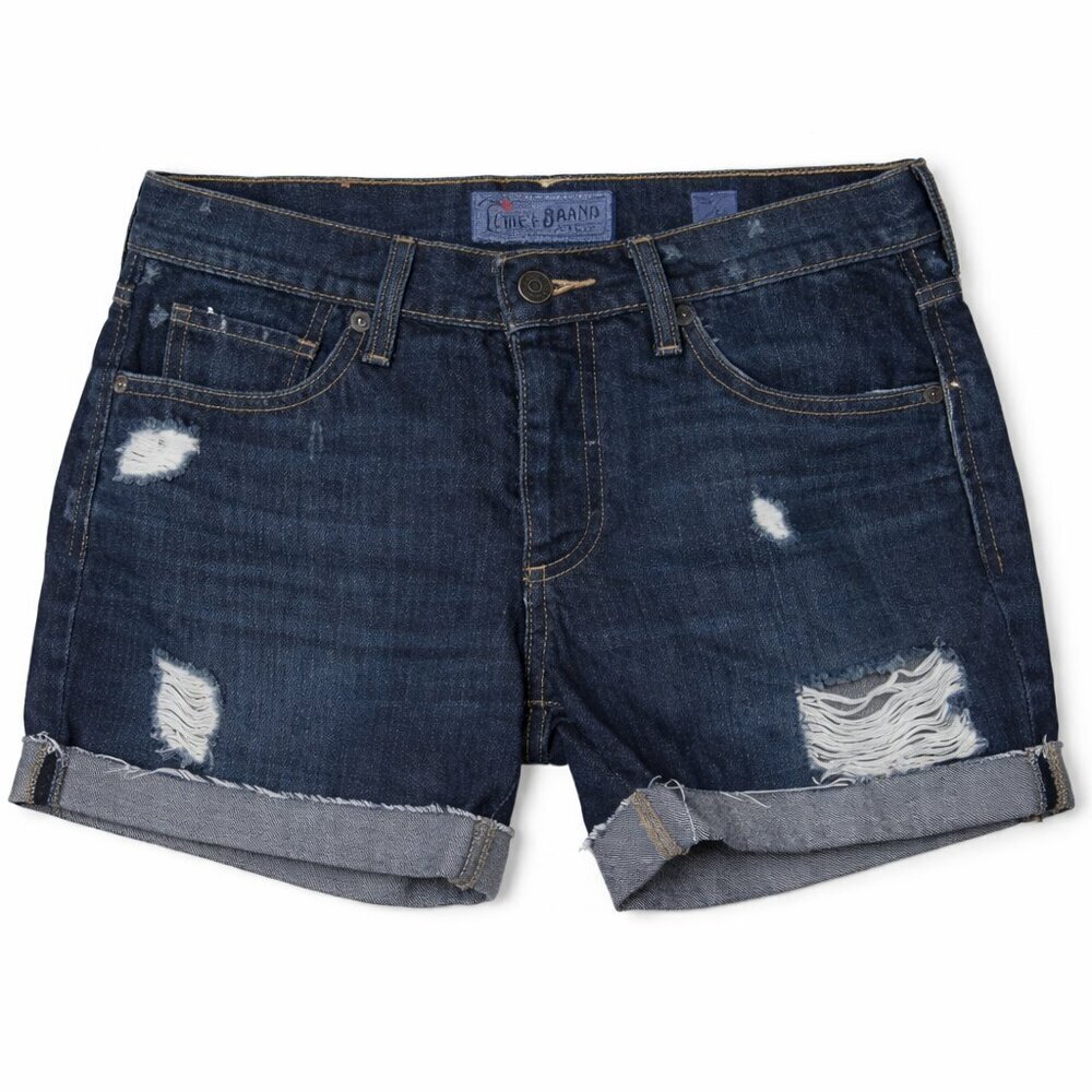 NWT LUCKY BRAND Boyfriend Short Dark Wash Distressed Denim Shorts Size 00/24